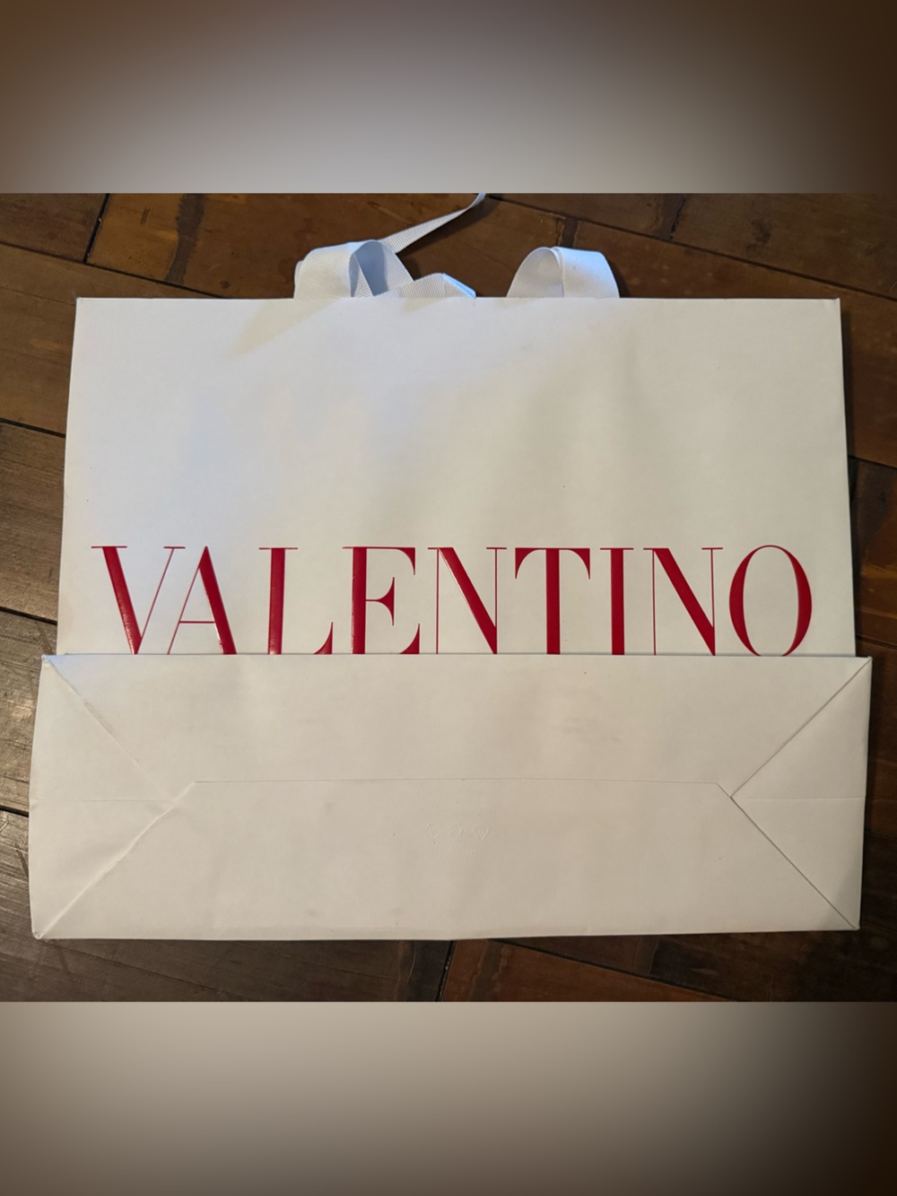 Valentino White Shopper Bag with Red Logo